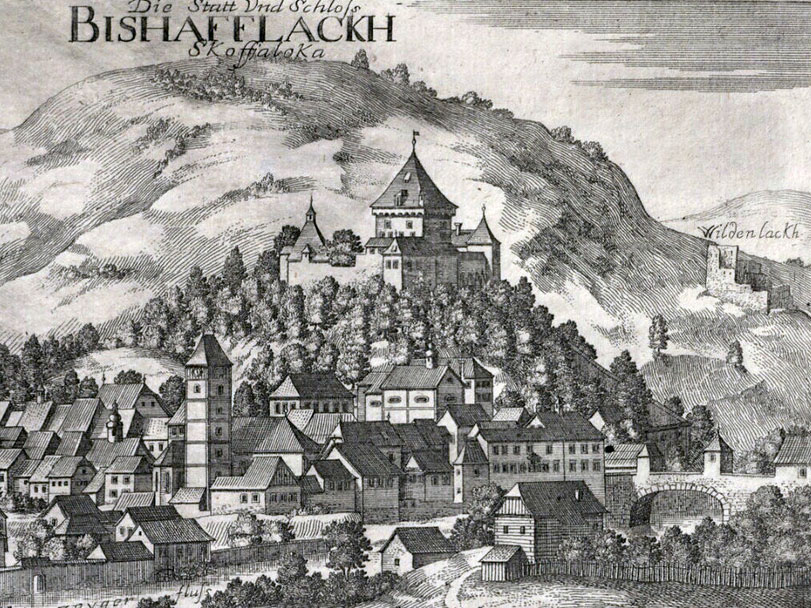 Tableau du château actuel et du château Divja LoOka à Sokfja Loka en Slovénie