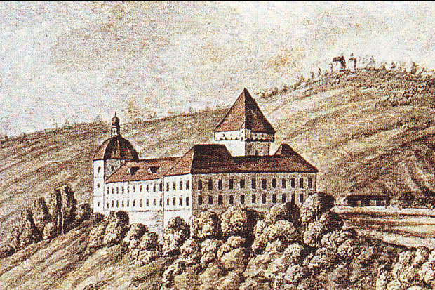 Tableau du château et de la tour Kranclje à Sokfja Loka en Slovénie