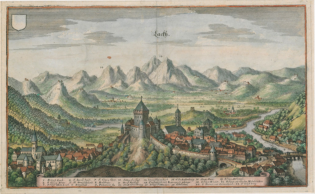 Tableau de la ville de Sokfja Loka en Slovénie au moyen-âge