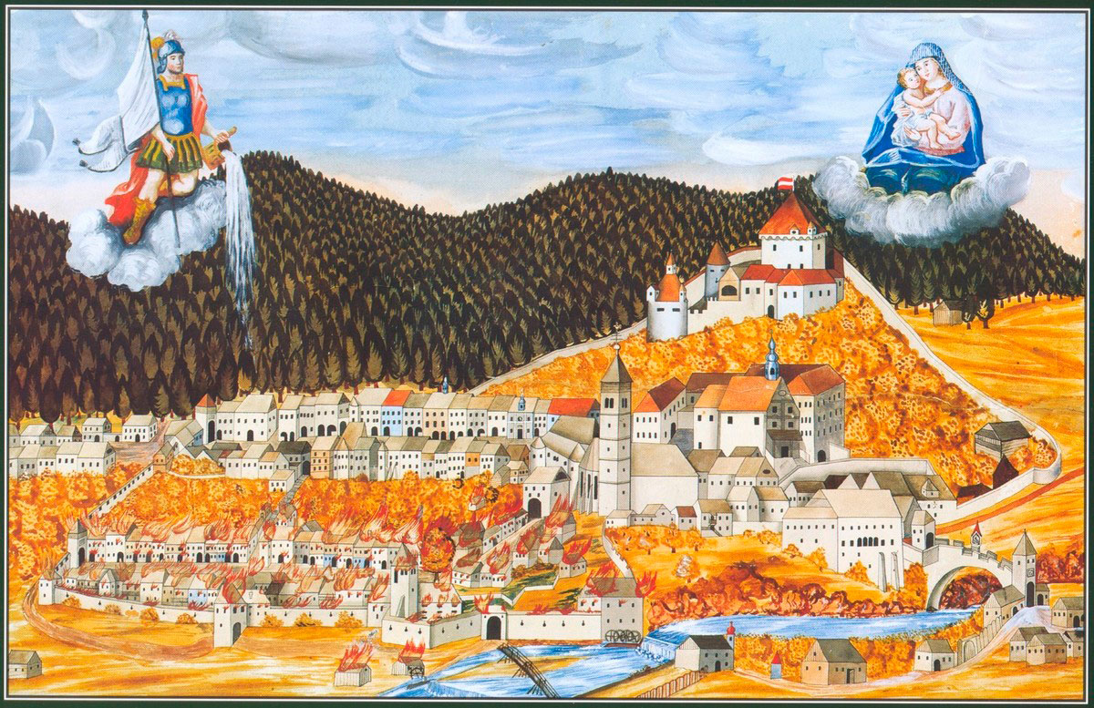 Tableau de la ville de Sokfja Loka en Slovénie au moyen-âge
