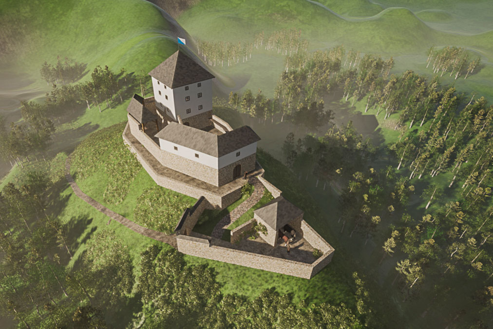Maquette du château Divja Loka à Sokfja Loka en Slovénie