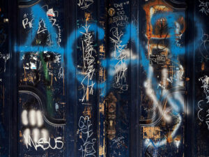 graffitis-couleur-porte-garage-rue-sibenik-croatie