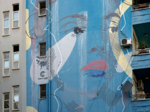 street-art-portrait-batiment-facade-bleue-tirana-albanie