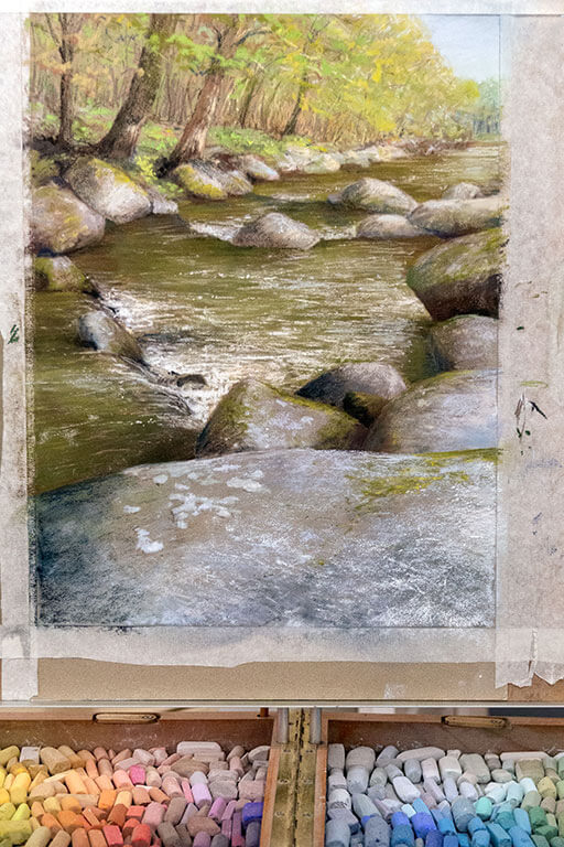 chevalet-tableau-aurore-puifferrat-peintre-pastelliste