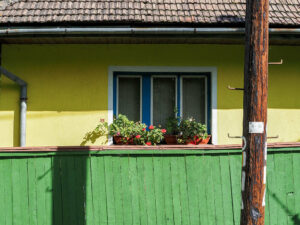 facade-jaune-verte-maison-rue-viscri-roumanie
