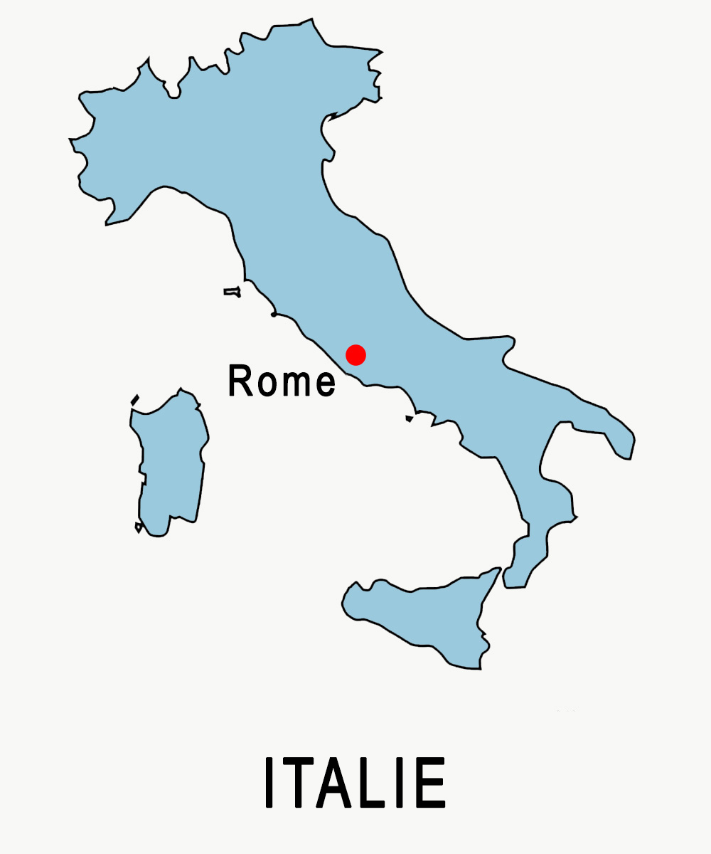Carte schématique de l'Italie avec repérage de sa capitale
