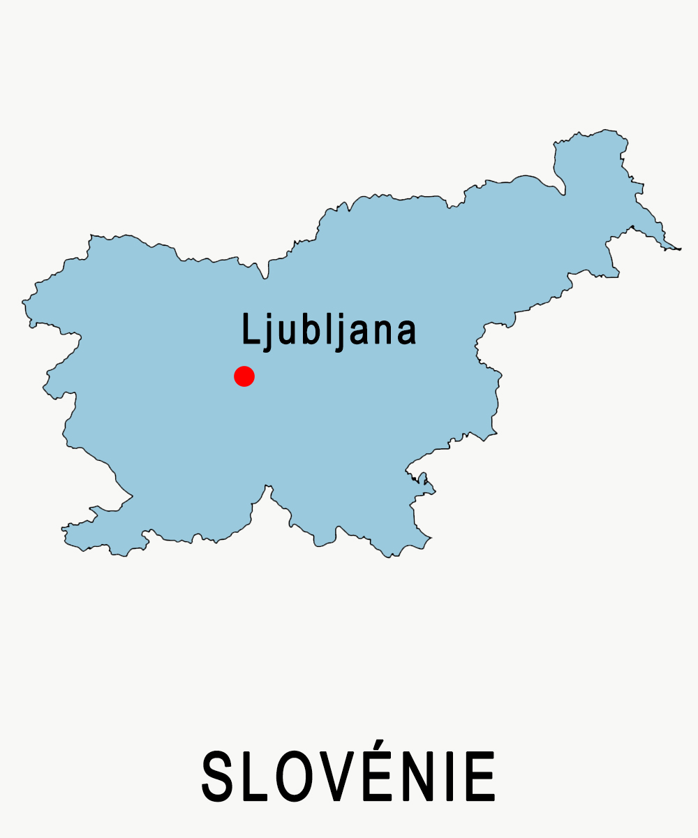 Carte schématique de la Slovénie avec repérage de sa capitale