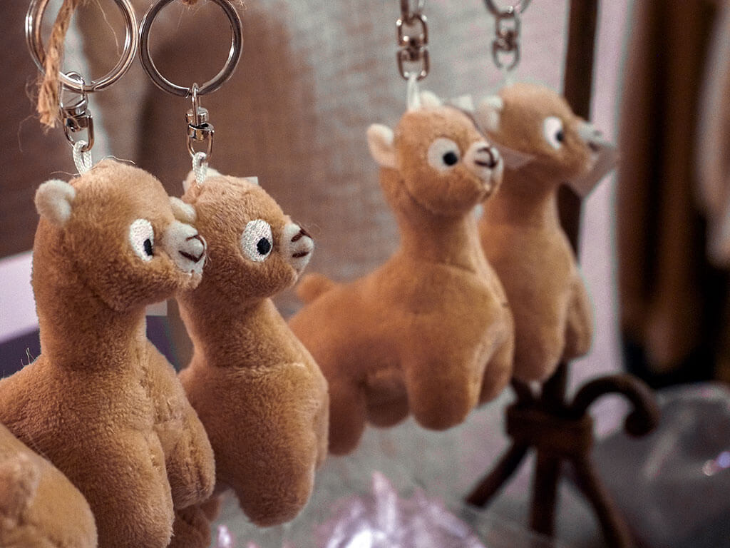 Peluches de la boutique de laine d'alpaga de François-Xavier Barbieux à Goulles en Corrèze